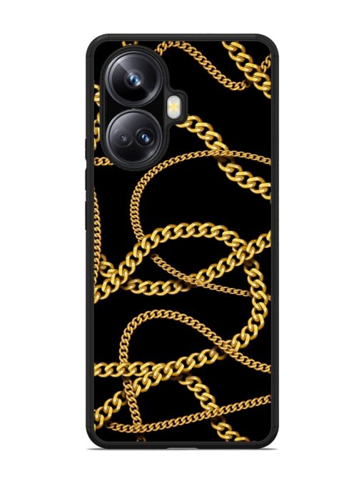 Decorative Golde Chain Glossy Metal Phone Cover for Realme 10 Pro Plus (5G) Zapvi