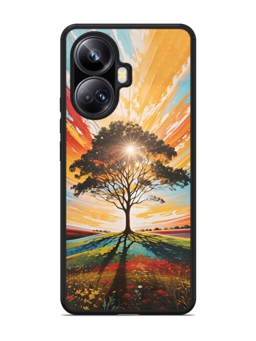 Abstract Tree Colorful Art Glossy Metal Phone Cover for Realme 10 Pro Plus (5G) Zapvi