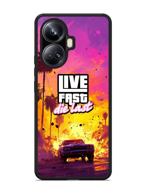 Live Fast Glossy Metal Phone Cover for Realme 10 Pro Plus (5G) Zapvi