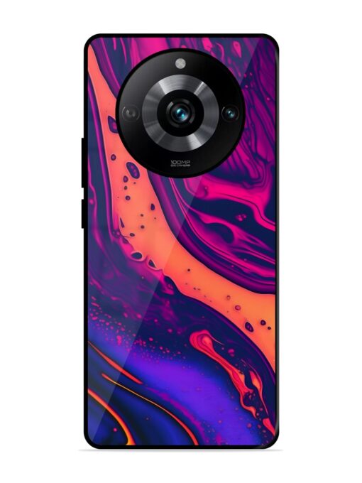 Fluid Blue Pink Art Glossy Metal Phone Cover for Realme 11 Pro (5G)