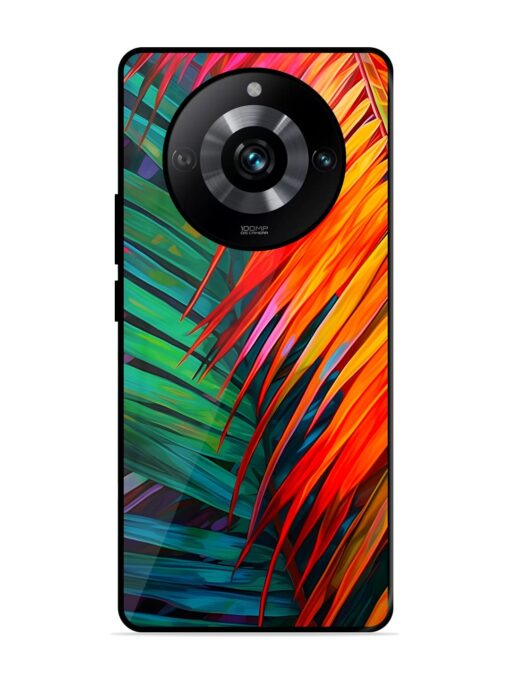 Painted Tropical Leaves Glossy Metal Phone Cover for Realme 11 Pro (5G) Zapvi