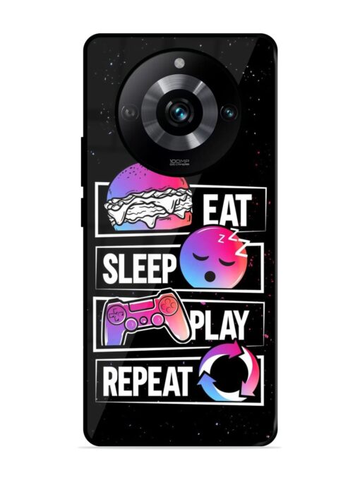 Eat Sleep Play Repeat Glossy Metal Phone Cover for Realme 11 Pro (5G)