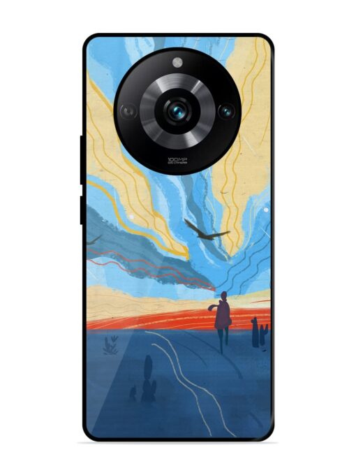 Minimal Abstract Landscape Glossy Metal Phone Cover for Realme 11 Pro (5G) Zapvi