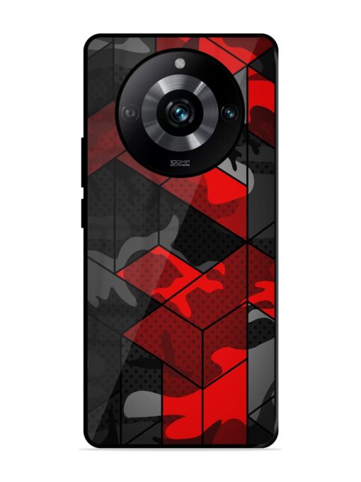 Royal Red Camouflage Pattern Glossy Metal Phone Cover for Realme 11 Pro (5G) Zapvi