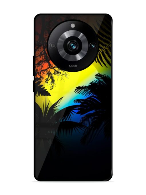 Colorful Sunset With Palm Trees Glossy Metal Phone Cover for Realme 11 Pro (5G) Zapvi