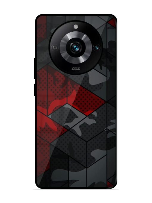 Red And Grey Pattern Glossy Metal Phone Cover for Realme 11 Pro (5G) Zapvi