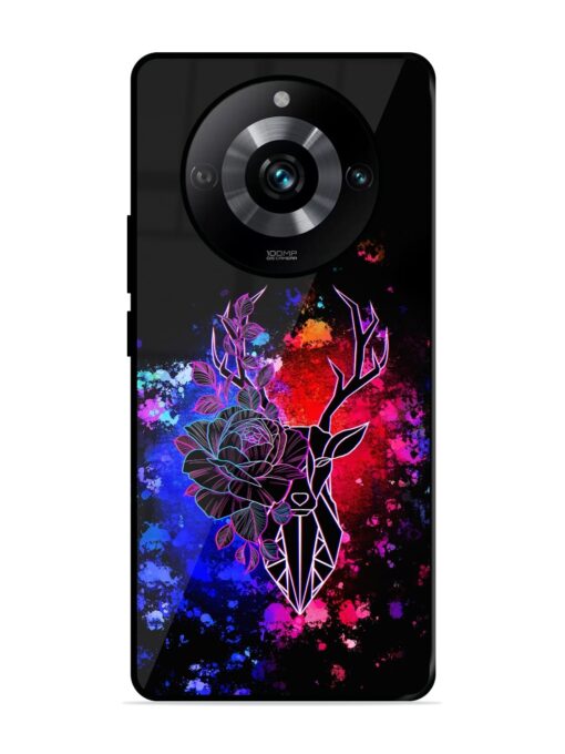 Floral Deer Art Glossy Metal Phone Cover for Realme 11 Pro (5G)