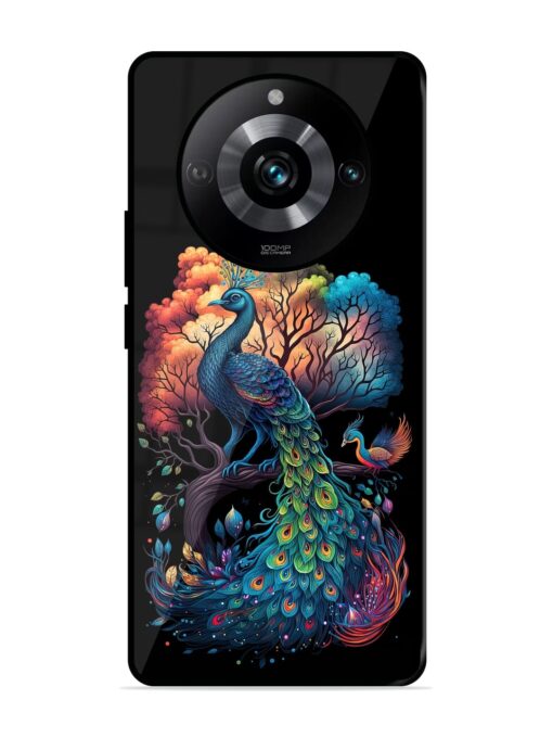 Peacock Tree Art Glossy Metal Phone Cover for Realme 11 Pro (5G) Zapvi