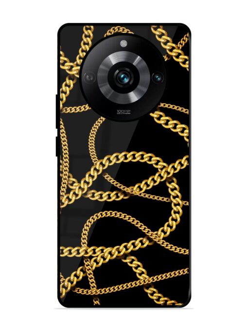 Decorative Golde Chain Glossy Metal Phone Cover for Realme 11 Pro (5G)