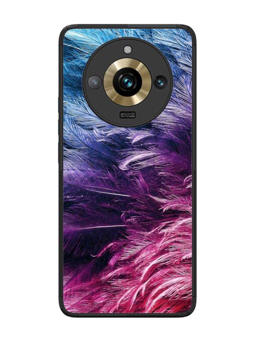 Light Grey Feather Background Glossy Metal Phone Cover for Realme 11 Pro Plus (5G) Zapvi