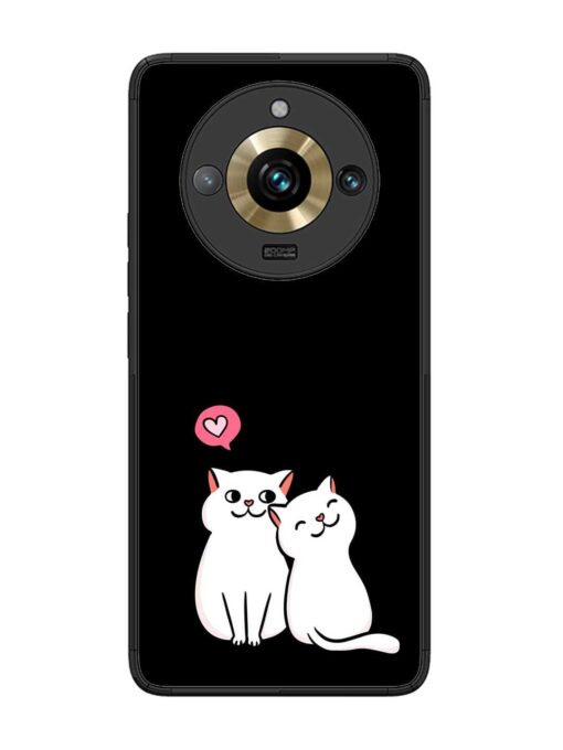 Cat Love Glossy Metal Phone Cover for Realme 11 Pro Plus (5G)