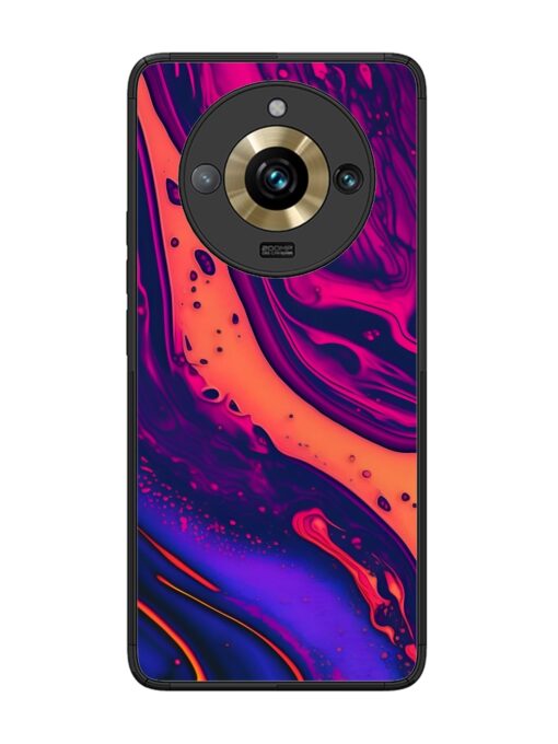 Fluid Blue Pink Art Glossy Metal Phone Cover for Realme 11 Pro Plus (5G)