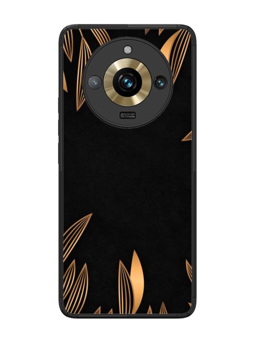 Golden Leaf Pattern Glossy Metal Phone Cover for Realme 11 Pro Plus (5G) Zapvi