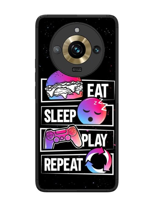 Eat Sleep Play Repeat Glossy Metal Phone Cover for Realme 11 Pro Plus (5G)