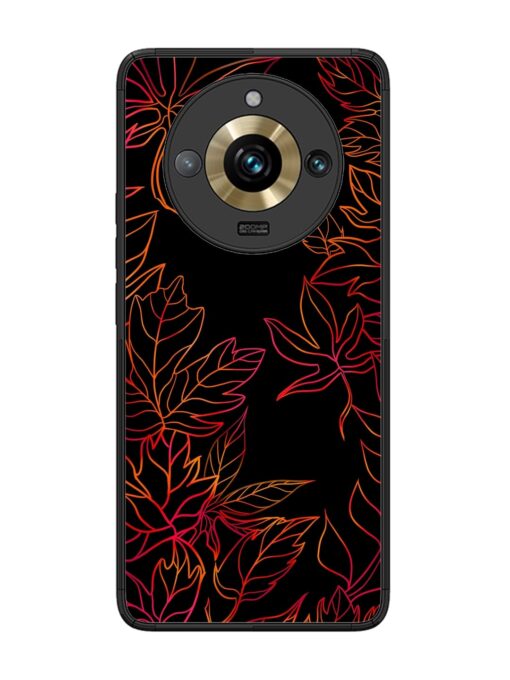 Red Floral Pattern Glossy Metal Phone Cover for Realme 11 Pro Plus (5G)