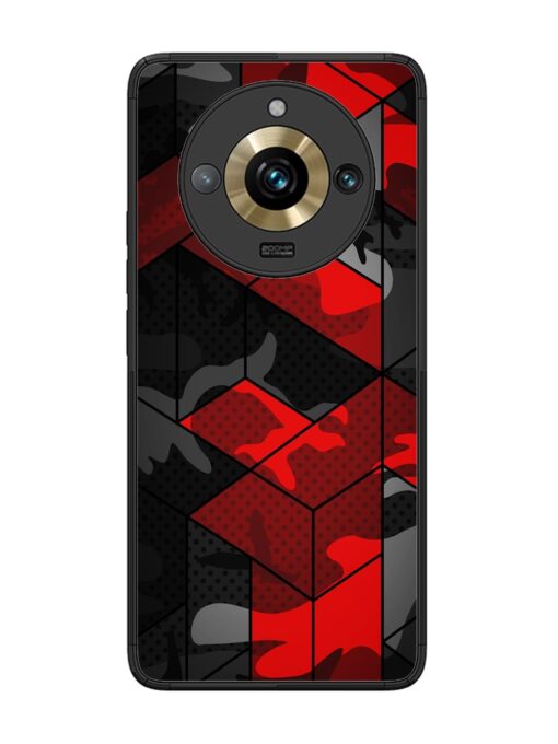 Royal Red Camouflage Pattern Glossy Metal Phone Cover for Realme 11 Pro Plus (5G)