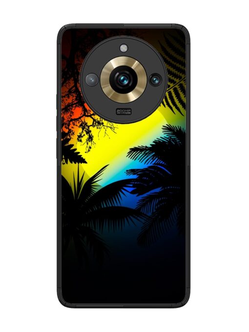 Colorful Sunset With Palm Trees Glossy Metal Phone Cover for Realme 11 Pro Plus (5G)