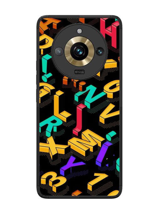 Seamless Pattern With Letters Glossy Metal Phone Cover for Realme 11 Pro Plus (5G)