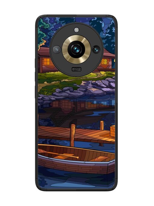 Village Night Scene Glossy Metal Phone Cover for Realme 11 Pro Plus (5G)