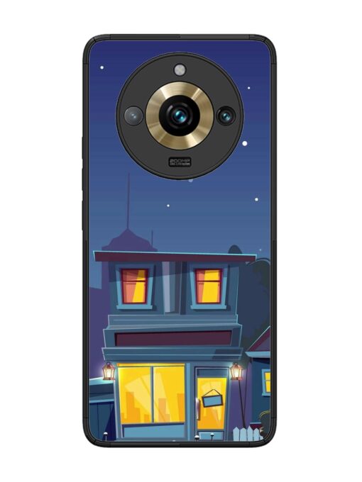 Vector Night House Glossy Metal Phone Cover for Realme 11 Pro Plus (5G)