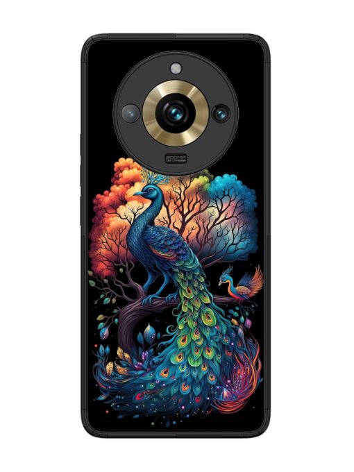 Peacock Tree Art Glossy Metal Phone Cover for Realme 11 Pro Plus (5G)