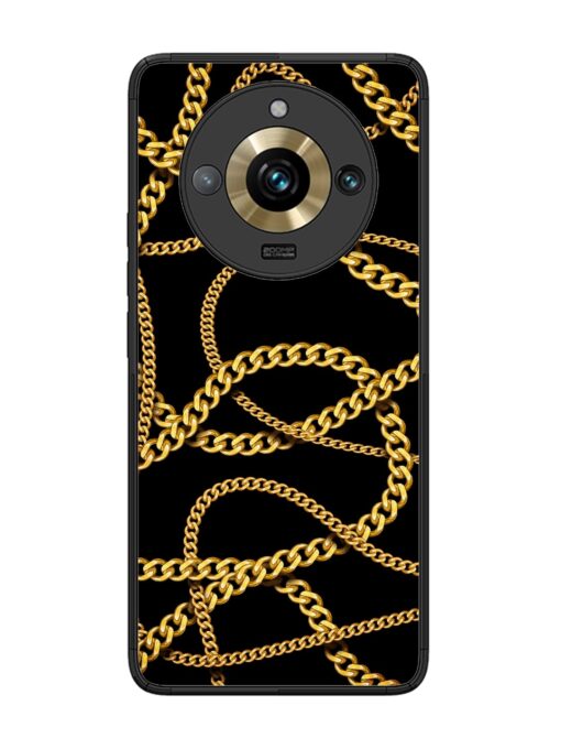 Decorative Golde Chain Glossy Metal Phone Cover for Realme 11 Pro Plus (5G) Zapvi