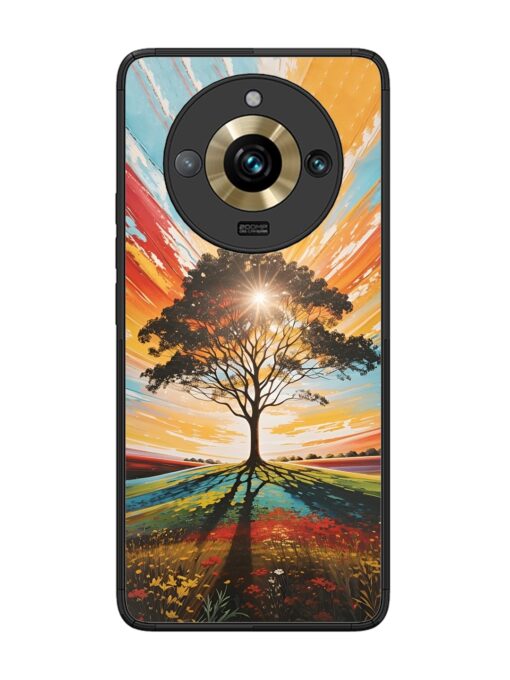 Abstract Tree Colorful Art Glossy Metal Phone Cover for Realme 11 Pro Plus (5G)