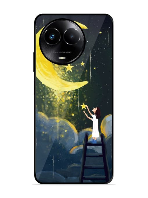 Moonlight Healing Night Illustration Glossy Metal TPU Phone Cover for Realme 11X (5G) Zapvi