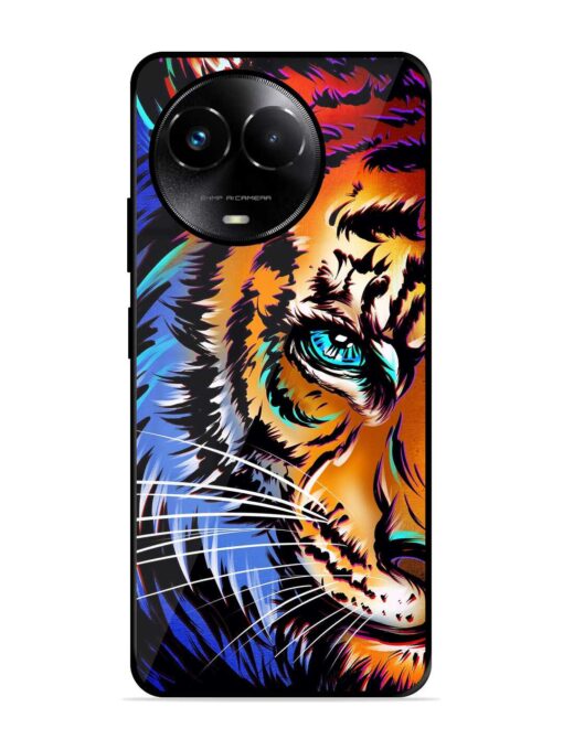 Colorful Lion Art Glossy Metal Phone Cover for Realme 11X (5G) Zapvi