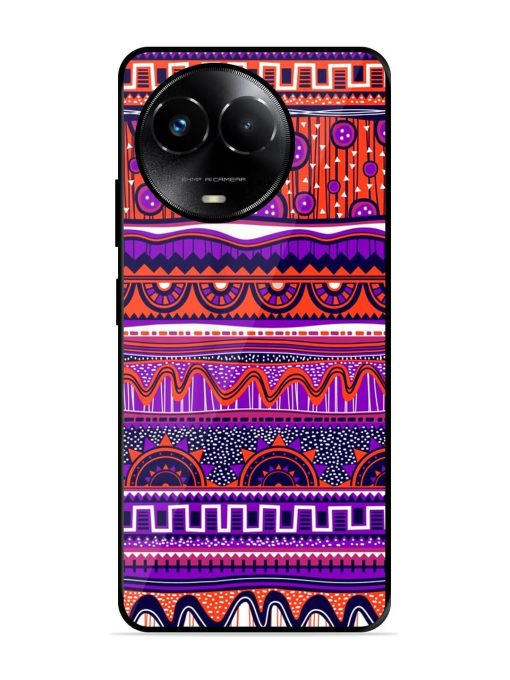 Ethnic Seamless Pattern Glossy Metal TPU Phone Cover for Realme 11X (5G)