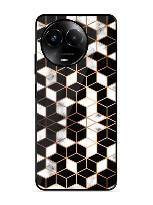 Vector Marble Texture Glossy Metal Phone Cover for Realme 11X (5G)