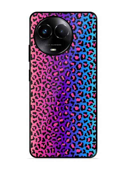 Colorful Leopard Seamless Glossy Metal Phone Cover for Realme 11X (5G)