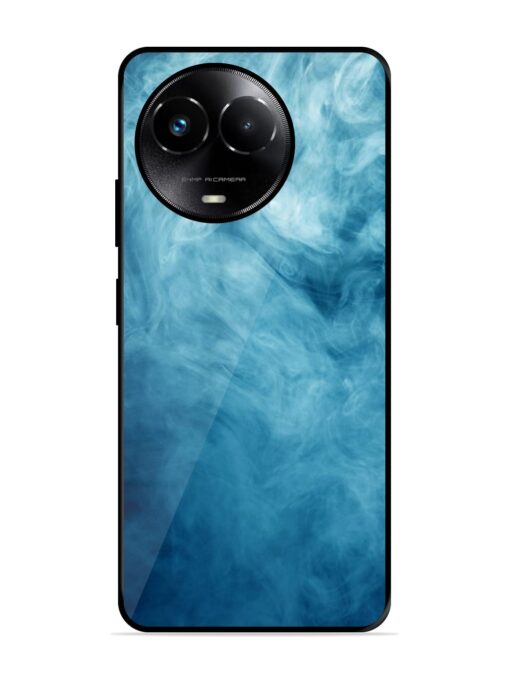 Blue Smoke Art Glossy Metal Phone Cover for Realme 11X (5G) Zapvi