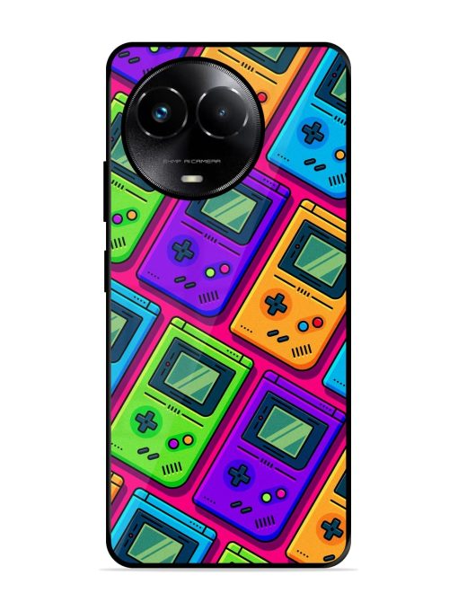 Game Seamless Pattern Glossy Metal Phone Cover for Realme 11X (5G) Zapvi