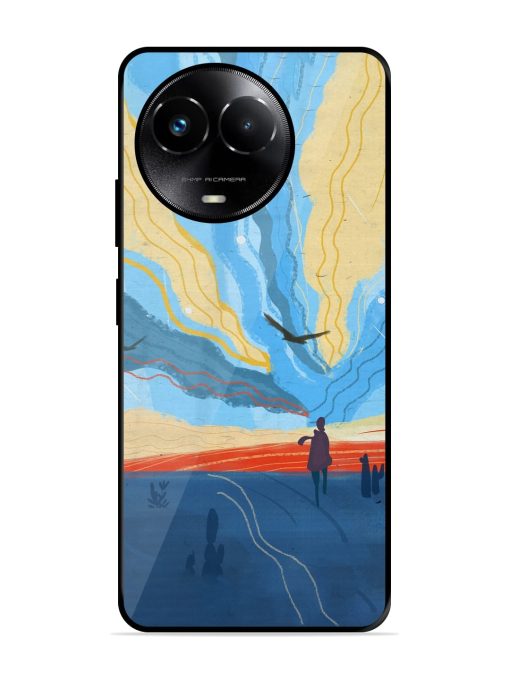 Minimal Abstract Landscape Glossy Metal Phone Cover for Realme 11X (5G) Zapvi