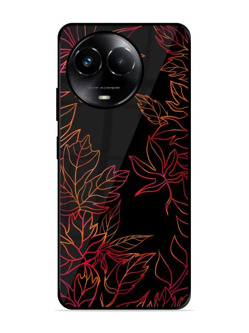 Red Floral Pattern Glossy Metal Phone Cover for Realme 11X (5G)