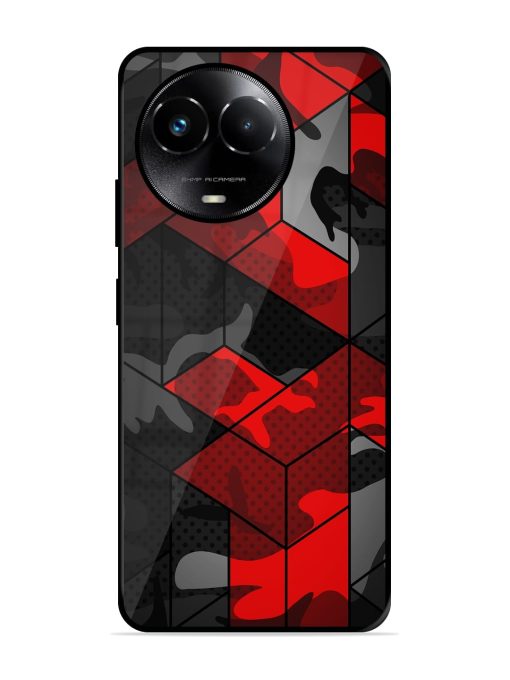 Royal Red Camouflage Pattern Glossy Metal Phone Cover for Realme 11X (5G) Zapvi