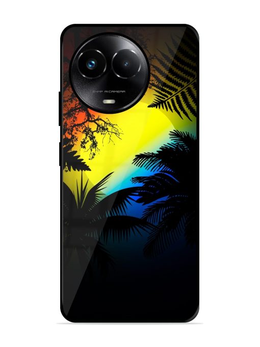 Colorful Sunset With Palm Trees Glossy Metal Phone Cover for Realme 11X (5G) Zapvi