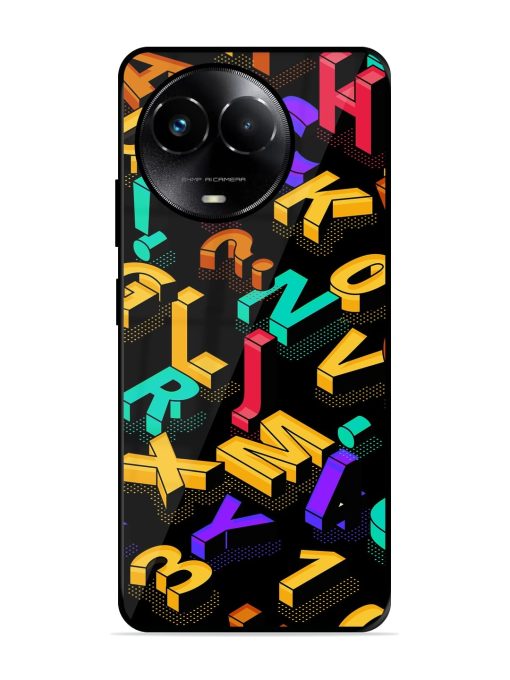 Seamless Pattern With Letters Glossy Metal Phone Cover for Realme 11X (5G) Zapvi