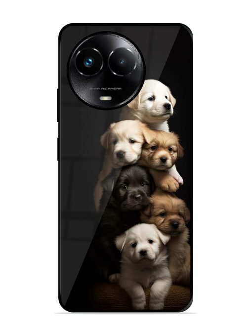 Cute Baby Dogs Glossy Metal Phone Cover for Realme 11X (5G) Zapvi