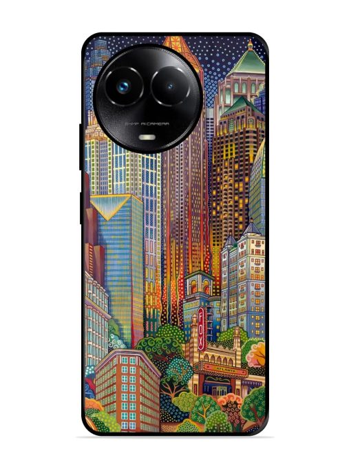 Cityscapes Art Glossy Metal Phone Cover for Realme 11X (5G)