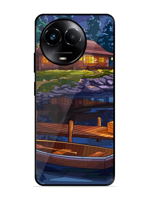 Village Night Scene Glossy Metal Phone Cover for Realme 11X (5G) Zapvi