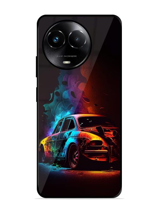 High Classic Car Art Glossy Metal Phone Cover for Realme 11X (5G)