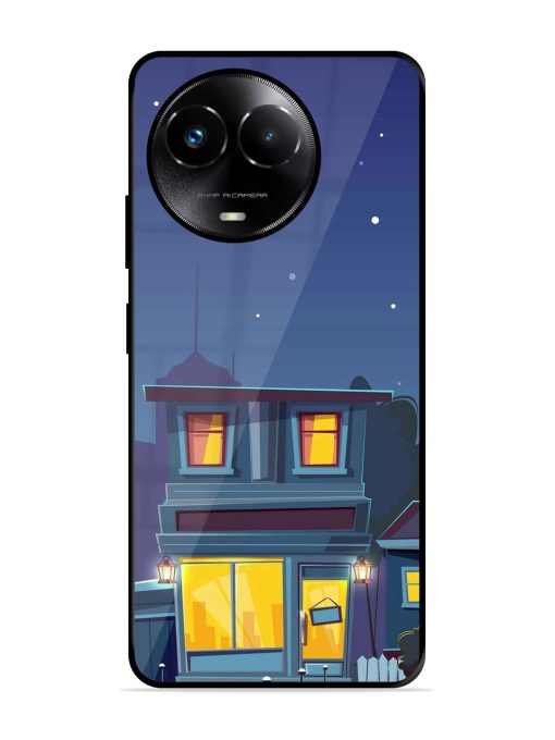 Vector Night House Glossy Metal Phone Cover for Realme 11X (5G) Zapvi