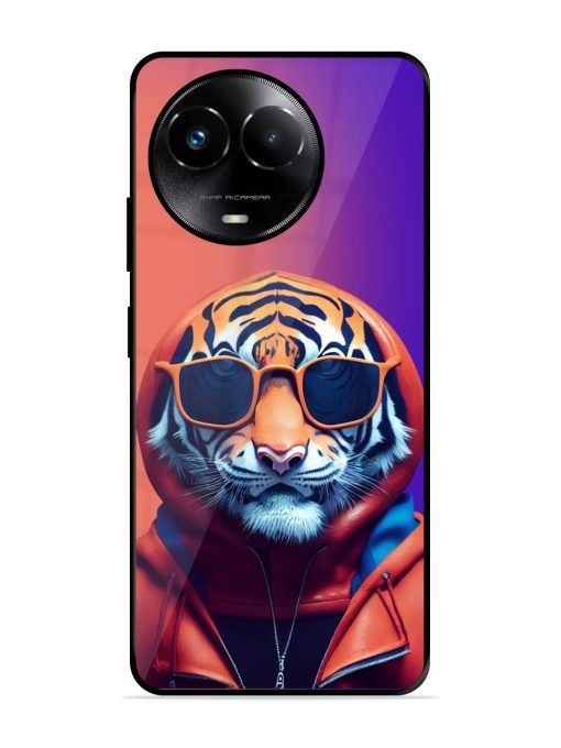 Tiger Animation Glossy Metal Phone Cover for Realme 11X (5G) Zapvi