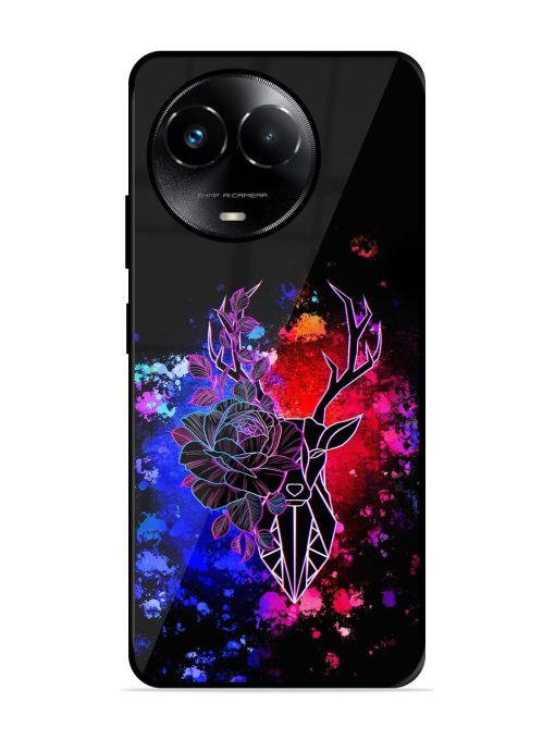 Floral Deer Art Glossy Metal Phone Cover for Realme 11X (5G) Zapvi