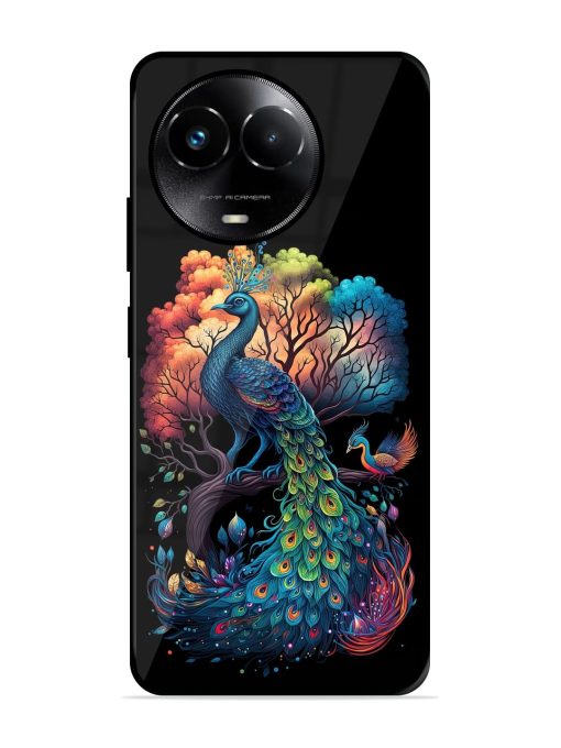 Peacock Tree Art Glossy Metal Phone Cover for Realme 11X (5G) Zapvi