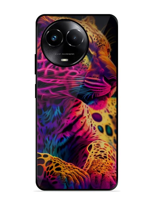 Leopard Art Glossy Metal Phone Cover for Realme 11X (5G) Zapvi