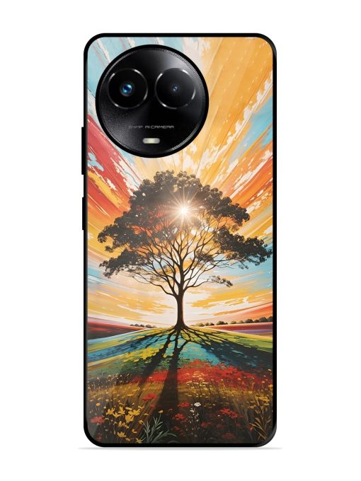 Abstract Tree Colorful Art Glossy Metal Phone Cover for Realme 11X (5G) Zapvi