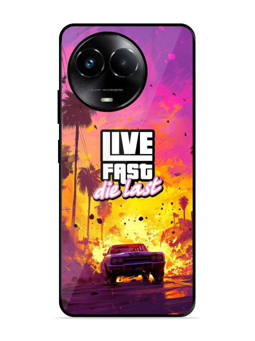 Live Fast Glossy Metal Phone Cover for Realme 11X (5G) Zapvi